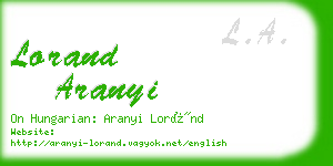 lorand aranyi business card